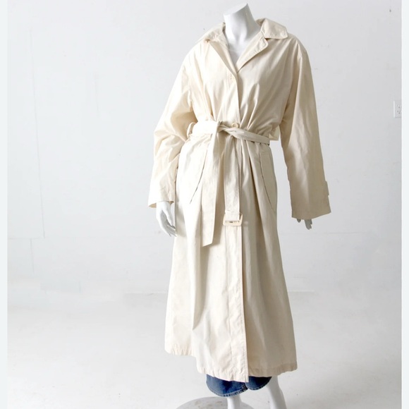 London Fog Vintage Ivory wrap style belted classic Trenchcoat winter coat 10